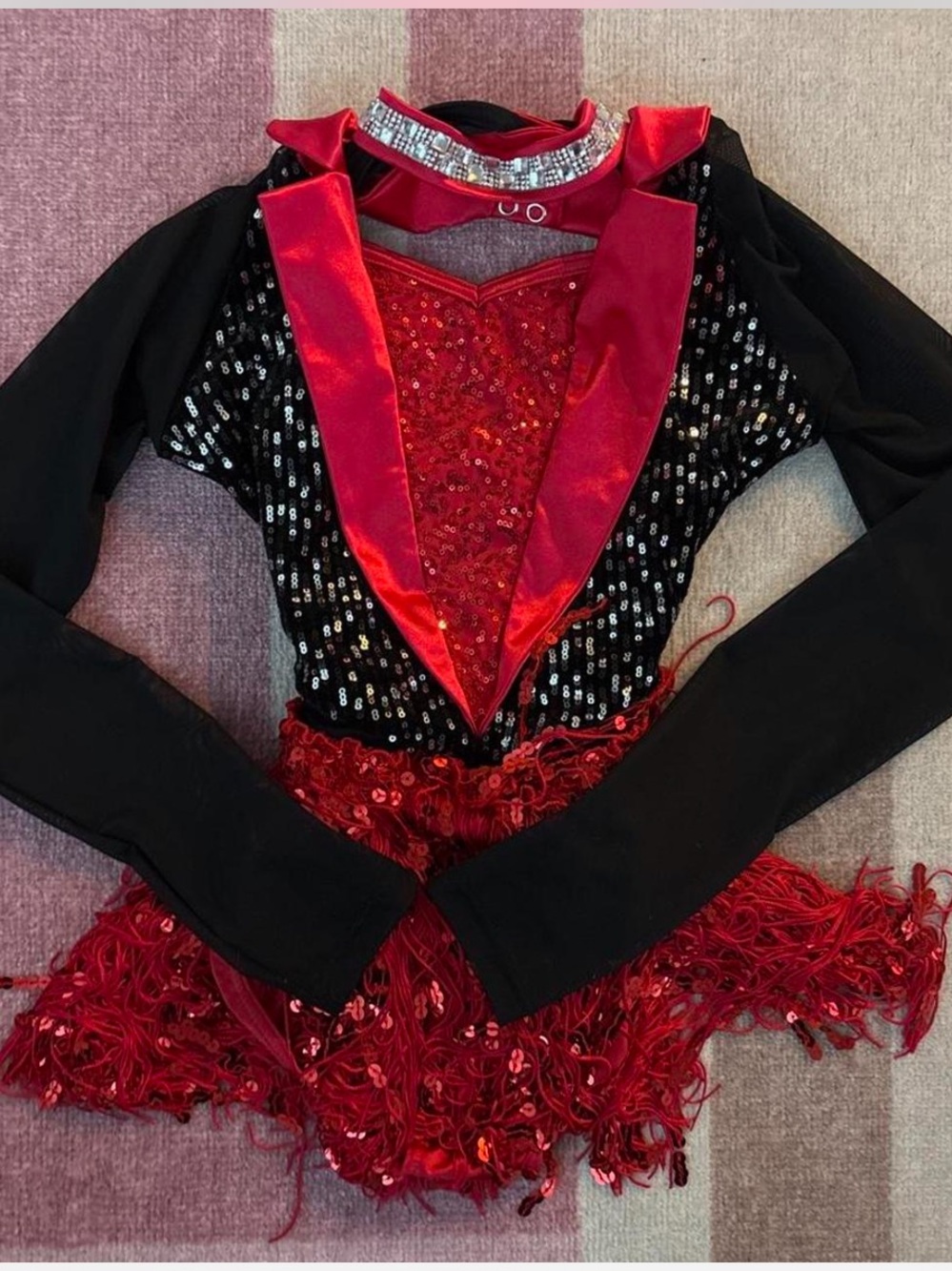 Weissman Red and Black Sequin Dance Costume for Kids